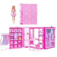 Barbie - Armadio dei Sogni, playset con bambola bionda alla moda, armadio largo