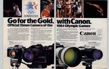 1984 Vintage Print Ad Canon Cameras Official 35mm Camera 84 Olympic Games Promo