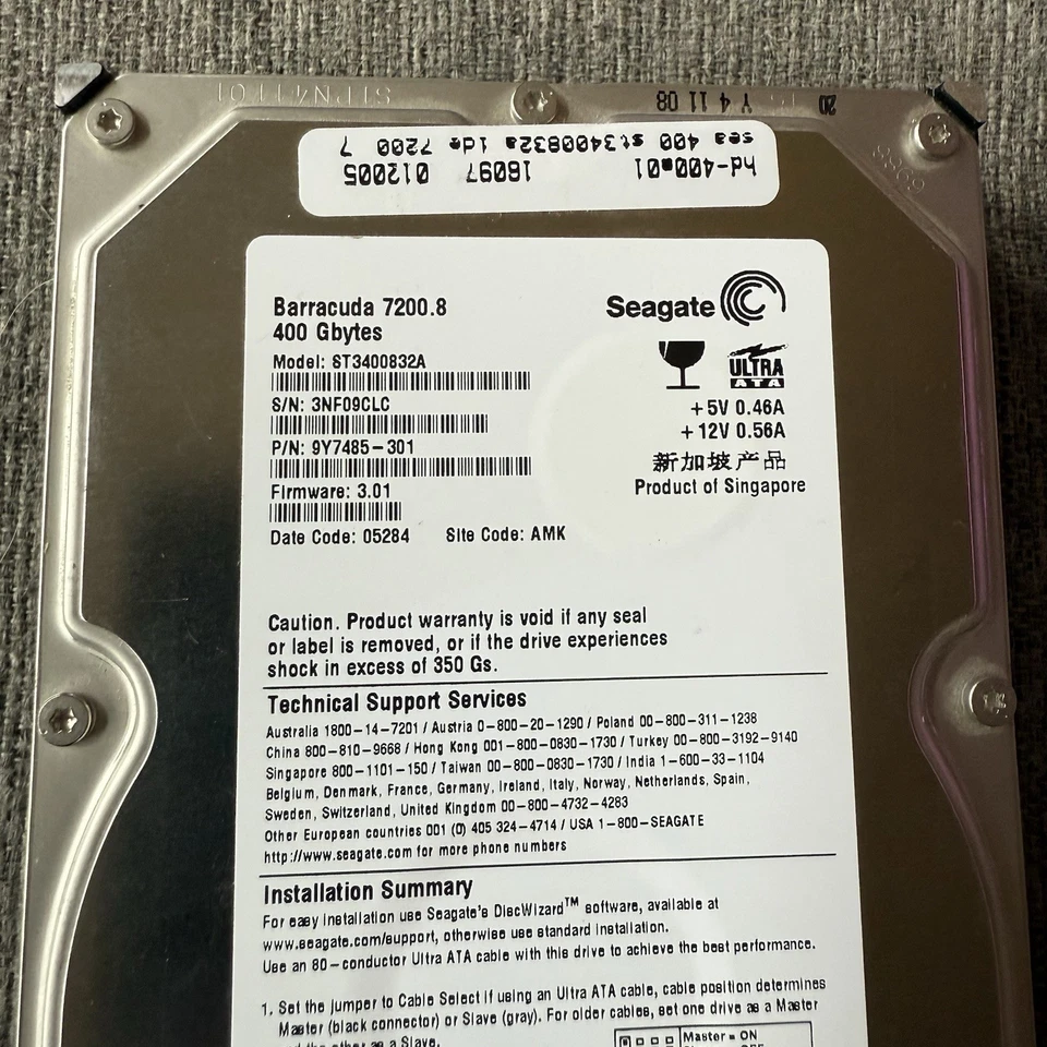 Hard Drive Seagate Barracuda 7200.8 ST3400832A 400GB 7200 RPM 16MB ATA 3.5" - Image 3 of 4