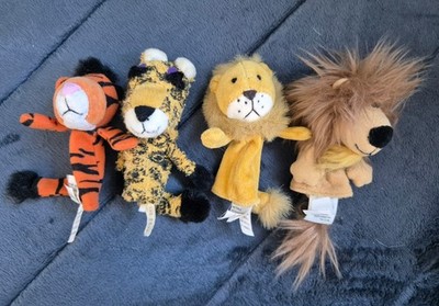 Jellycat 4 Raubkatzen Fingerpuppen Konvolut.  Rentner 2 Tiger, 2 Löwen sehr guter Zustand 