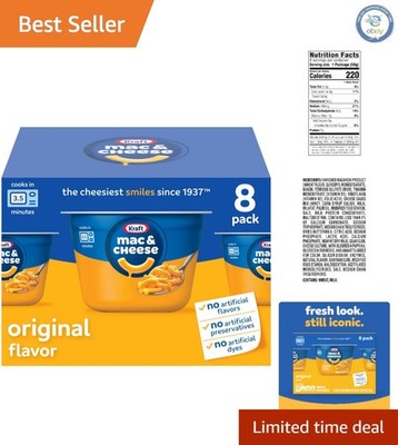 Quick Microwave Kraft Mac & Cheese Cups - 8 Count, Perfect for Snacks or Dinner