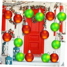 16 Pcs LED Large Christmas Balls Ornaments Colorful Lights 3.94 Inch Red, Green