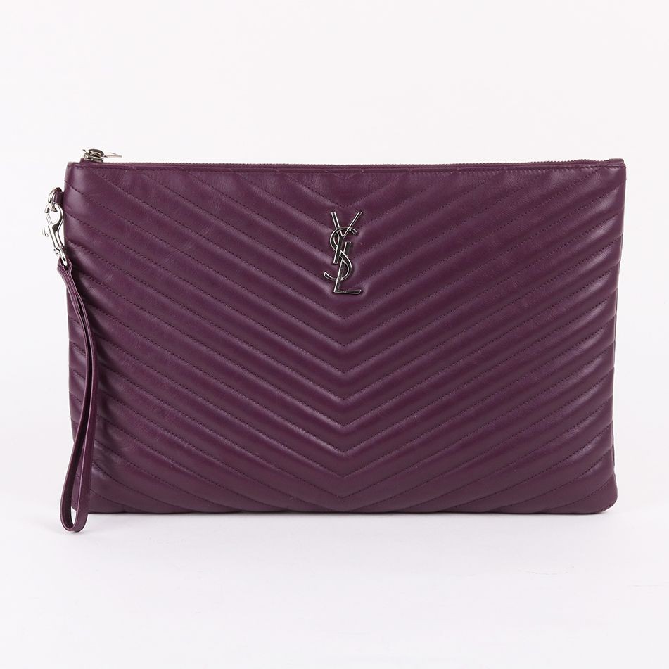 RAKUTAO87673 ページYSL 214、215、211 Saint Laurent YSL Silver-Toned Purple Large Clutch 440222