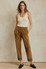 Vintage Boho Bagatelle 100 Suede Folk Tapestry Pants Medium