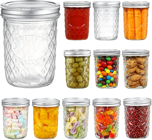 YEBODA 16 Oz Mason Jars Wide Mouth Canning Jars 12 Pack Glass Jars with Silver M - Picture 10 of 12