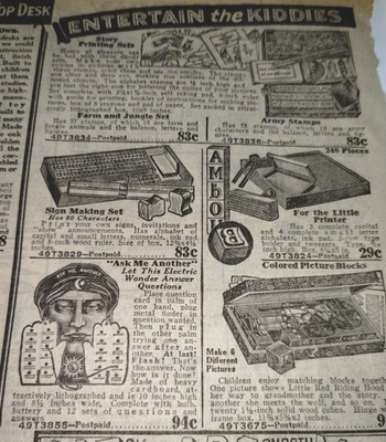 Games 1929-30 Sears Catalog 6pg Card Board Games OUIJA Mystic Poker Uncle Wiggly