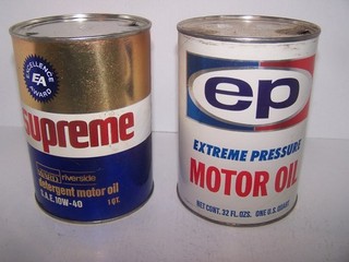 LOT AM Two (2) vintage quart size motor oil cans empty Supreme & EP