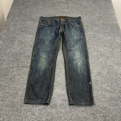 Sicko Nineteen Jeans Mens 35 Blue Selvedge Denim Distressed Streetwear Skater
