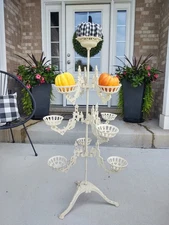 🌿Rare Vtg. Victorian Cast Metal 10 Plant Swing Arm Floor Stand African Violet