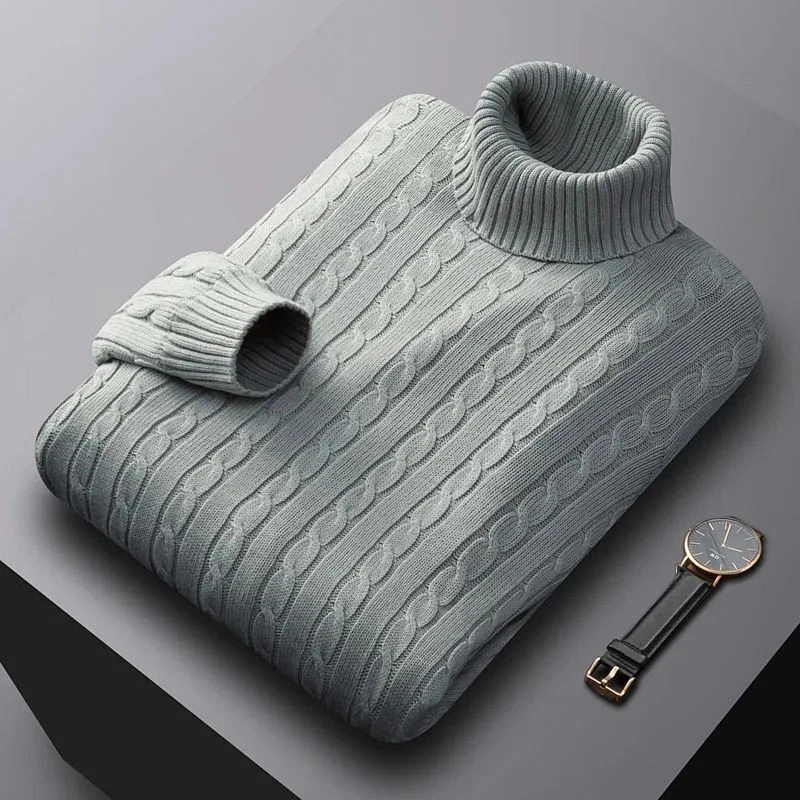 Men's Turtleneck Soft Sweater 2024 Warm Knitted Autumn/winter Pullover Jumper - Image 3 of 4