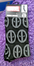 NWT MARVEL DEADPOOL CREW SOCKS SIZE 9-13-1 PAIR NOVELTY SOCKS