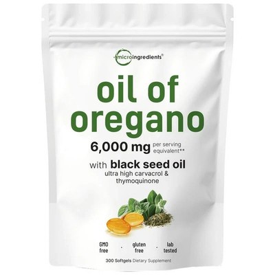 Oregano & Black Seed Oil   6,000mg, High Potency Carvacrol & Thymoquinone