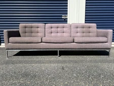 Florence Knoll Relaxed Sofa Sun Faded Grey Fabric Polished Chrome Base $13k MSRP