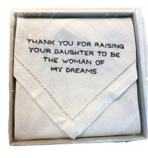 Wedding Mud Pie Woman of My Dreams Groom to in law Embroidered Handkerchief