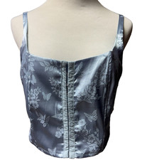 Light Blue Womens Medium Cropped Corset Top Regency Coquette Feminine Romantic