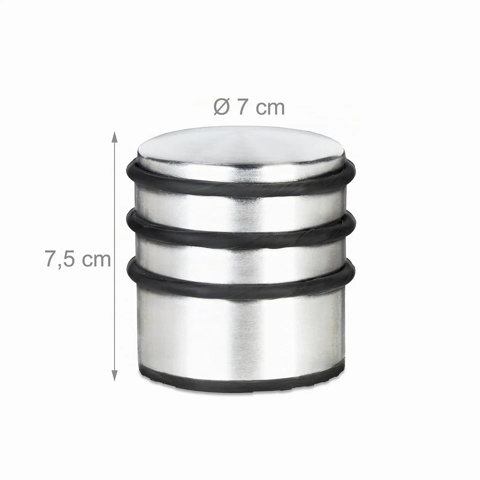 Butoir de porte Relaxdays inox et caoutchouc 7,5 cm gris - Photo 3/4
