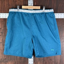 Stussy Streetwear Swim Trunks Logo Skate Woven Shorts Teal Blue Men  s Large EUC