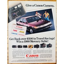 1988 Canon Camera Vintage Print Ad Sure Shot Aqua Snappy S T50 T90 EOS650