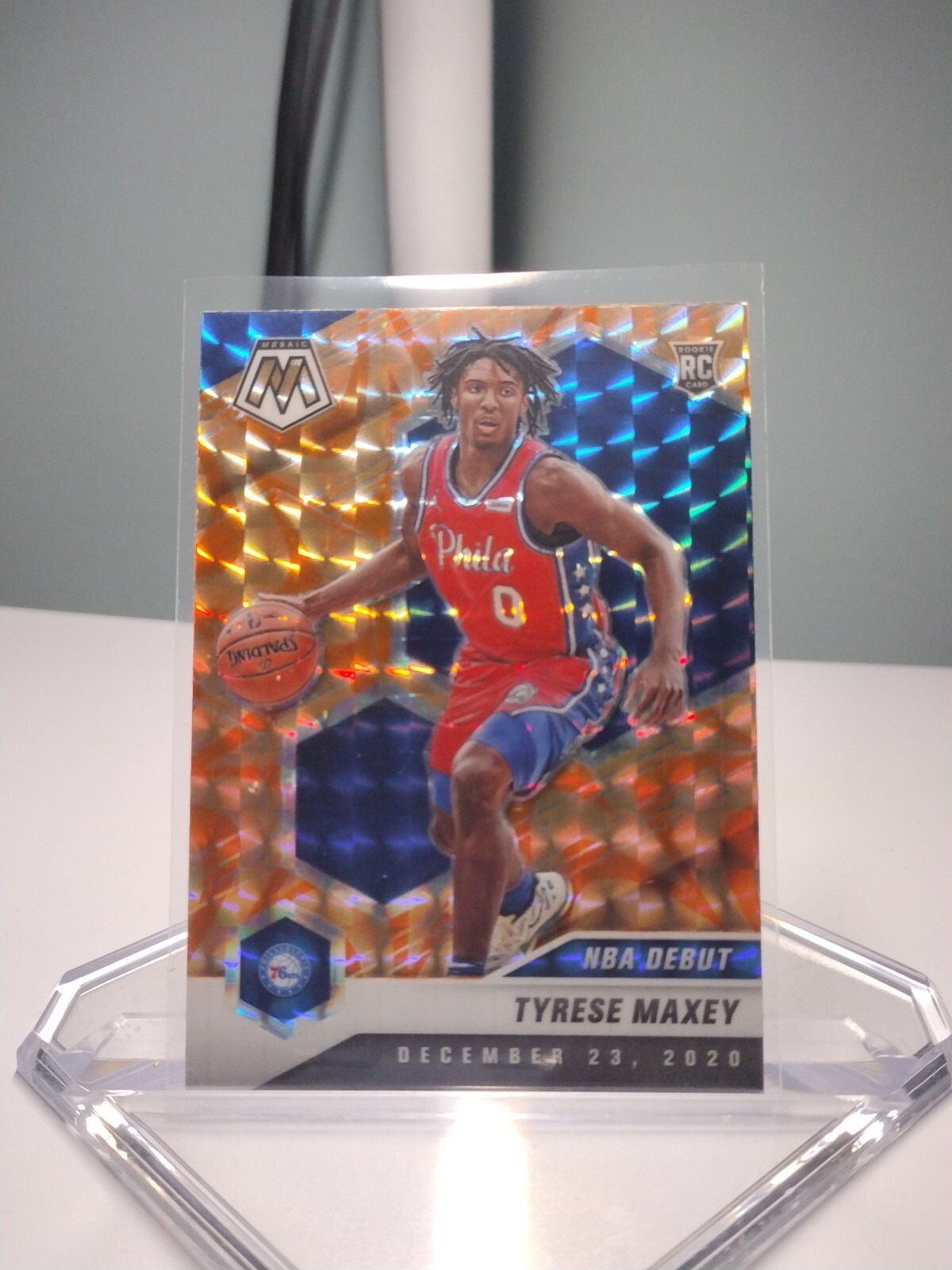 TYRESE MAXEY 2020-21 Mosaic Orange Reactive Prizm NBA Debut RC Rookie #263!!!