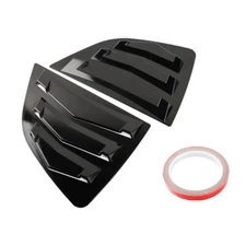 2x Gloss Black Side Quarter Window Louver Cover For Honda Fit Jazz 2014-2019