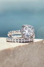 2.17Ct White Round Cut CZ Engagement Wedding Ring Set 925 Sterling Silver