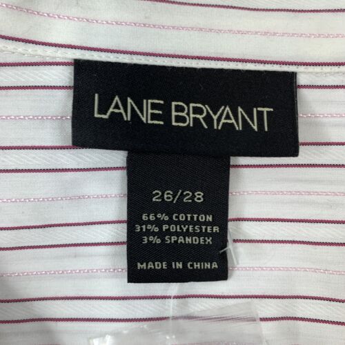 NWT Lane Bryant Button Up Shirt Women's 26/28 White Red Striped Short Sleeve - Picture 3 of 8