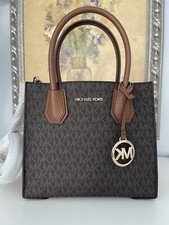 NWT MICHAEL KORS MERCER MEDIUM MESSENGER CROSSBODY SATCHEL BROWN MK SIGNATURE