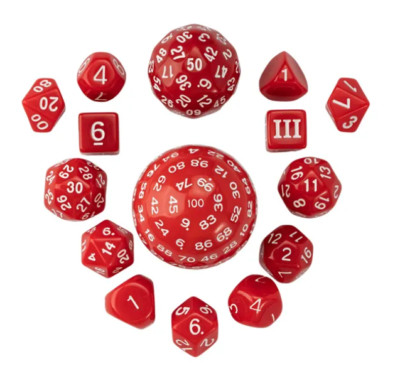 Red & White Unusual 15 Dice Set - Poly RPG DnD Dungeons Dragons d20 AD&D