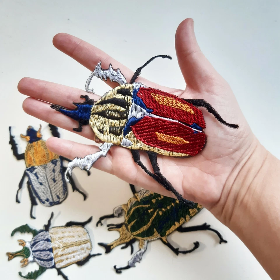 Bugs Giant Flower Beetle Insect Wildlife Handmade Embroidered Patches Set - Image 2 of 4