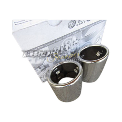 2x Original Endrohre Auspuff Auspuffblende Edelstahl Chrom Seat ab 60mm Endrohre - Bild 1 von 1