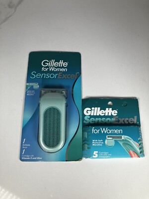 Vintage Gillette Razor Sensor Excel For Women New In Package Plus Cartridges