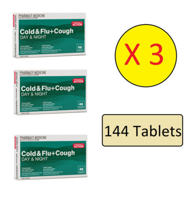 3 Packs X Cough Cold & Flu Relief Day and Night PE Same Active Ingred ...