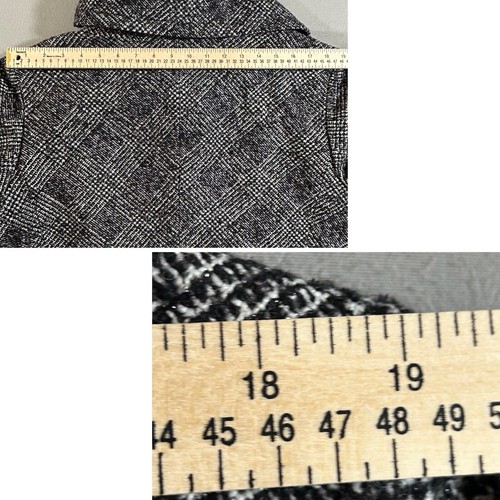 Talbots Jacket Women 20W Black White Plaid Wool Tweed Pockets Boho Preppy Coat - Picture 4 of 12