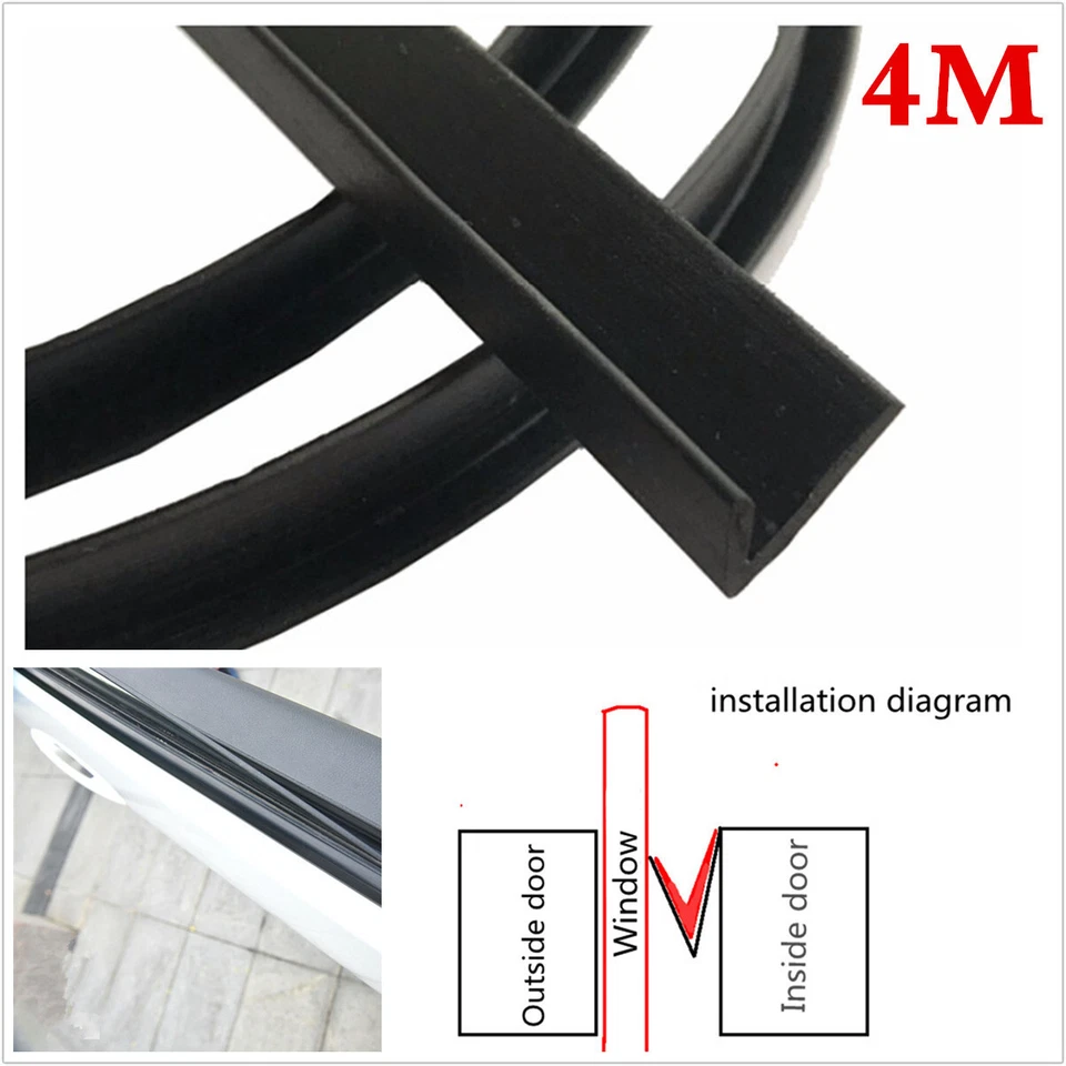 4M Car Door Side Window Trim Edge Moulding Noise Weatherstrip Glass Seal Strip - Image 4 of 4