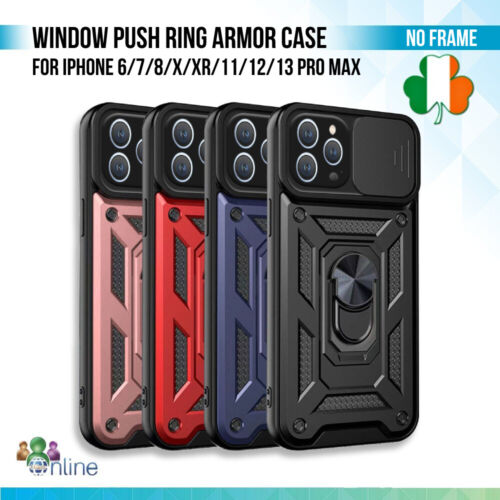 Push Window Case For iPhone 6s 7 8 X 11 12 13 Ring Holder Hybrid Cover Kickstand - Imagen 1 de 5
