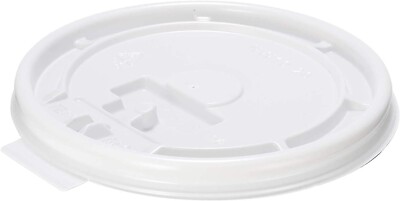 [100 Pack] White Flat Tear Back Lids for Coffee, Paper Cup - Universal Size fits