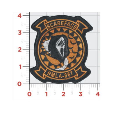 MARINE CORPS HMLA-367 SCARFACE HALLOWEEN HOOK & LOOP EMBROIDERED PATCH