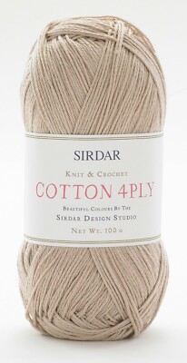 Sirdar Knit Crochet 100% Cotton 4ply 100g Shade 504 Light Taupe