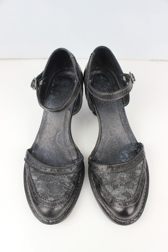 Zapatos De Tacón Abiertos De Cuero Negro Y Encaje ART T 38 / 39 Buen Estado - Imagen 7 de 13