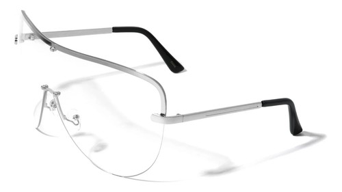 Oversize XL Huge Big Rimless Shield Black Brown Pink Blue Metal Frame Sunglasses - Afbeelding 33 van 35