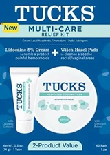 Tucks Multi-Care Relief Kit Lidocain 5% Cream and Witch Hazel Pads