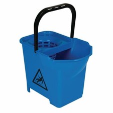 Jantex Colour Coded Mop Bucket in Blue with Warning Sign for Cleaning - 14L