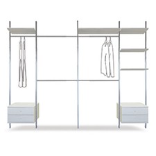 SpacePro Aura Steel Wardrobe Interior Bedroom Storage  - All Sizes - White Wood