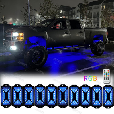 For Chevy Silverado 1500 10X RGB LED Rock Lights Underbody Neon Lamp ...
