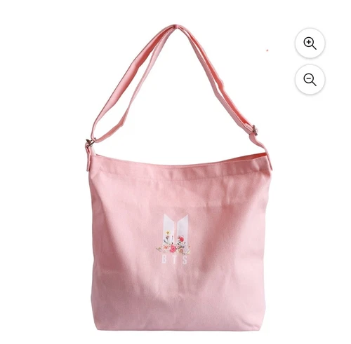 Bolso de Mano BTS Merch Rosa Lona Logo KPOP Floral Ajustable Bandolera Hobo