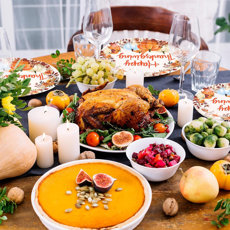 Thanksgiving Oval Paper Plates 24 Count Pumpkin Plates 10 X 12 Large