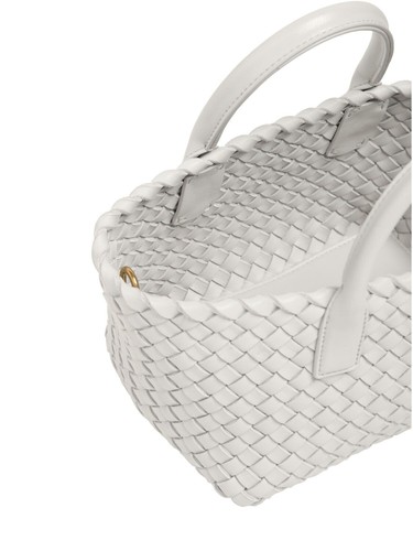 BOTTEGA VENETA Cabat Mini $5500 White Intreccio Leather Tote Bag New - Picture 4 of 4