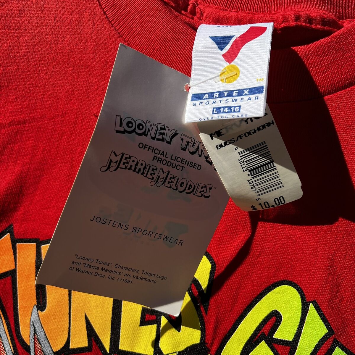 Vintage Looney Tunes Gym T-shirt Deadstock 1993 NWT Size