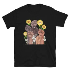 Flower Power Raised Fists Black History Month Juneteenth Gift T-Shirt