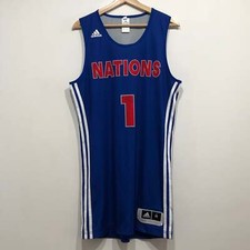 2015 Adidas Nations Team Issued Reversible Blue Basketball Jersey Medium M